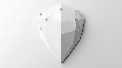 Fototapete - Cyber security safety shield in minimalistic style. 3d vector illustration. white background