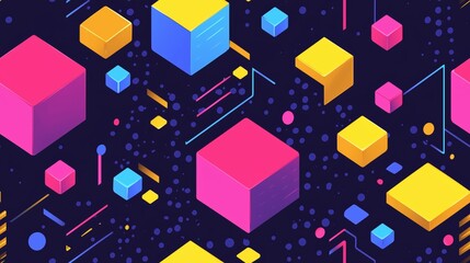 Poster - Vibrant Abstract Geometric Background with Colorful Shapes and Lines