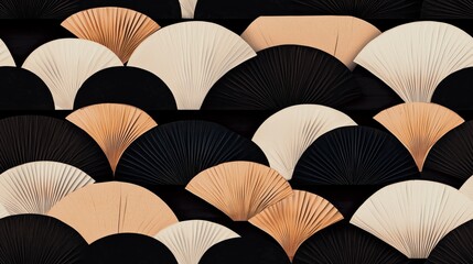 Poster - Geometric Seamless Pattern Wallpaper with Fan Shapes in Soft Colors