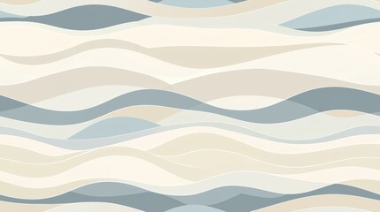 Poster - Seamless Horizontal Wave Pattern in Soft Earthy Tones