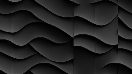 Poster - Monochrome Simple Geometric Waves Texture in Black and White Tones