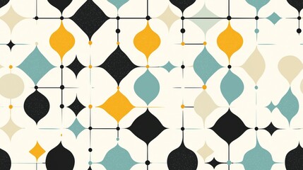 Poster - Seamless Geometric Pattern Featuring Crosses and Circles in Vibrant Colors