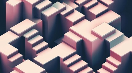 Poster - Abstract Isometric Geometric Tile Design for Modern Wallpaper Patterns