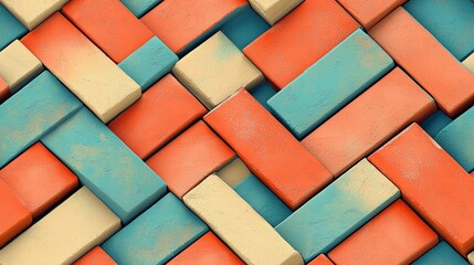 Poster - Clean Diagonal Pattern of Aligned Rectangles in Vibrant Colors