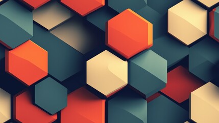 Poster - Seamless Geometric Wallpaper with Interlocking Shapes and Textures