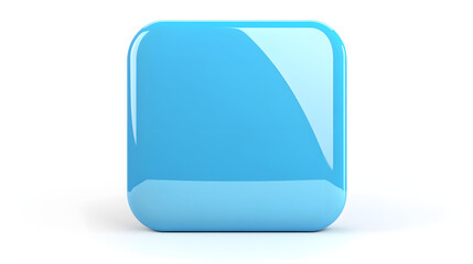 Wall Mural - blank mobile application icon, button - blue square with round corners. 3d rendering, white backgrou