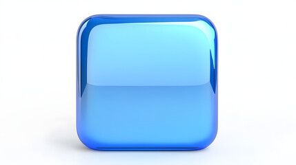 Wall Mural - blank mobile application icon, button - blue square with round corners. 3d rendering, white backgrou