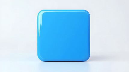 Wall Mural - blank mobile application icon, button - blue square with round corners. 3d rendering, white backgrou