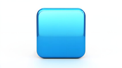 Wall Mural - blank mobile application icon, button - blue square with round corners. 3d rendering, white backgrou