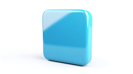 Wall Mural - blank mobile application icon, button - blue square with round corners. 3d rendering, white backgrou