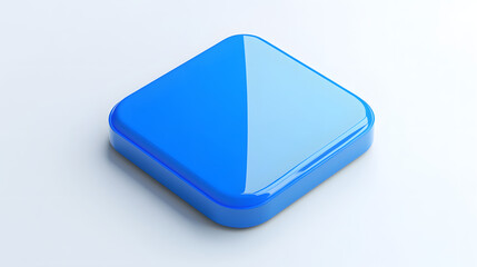 Wall Mural - blank mobile application icon, button - blue square with round corners. 3d rendering, white backgrou