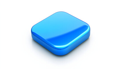 Wall Mural - blank mobile application icon, button - blue square with round corners. 3d rendering, white backgrou
