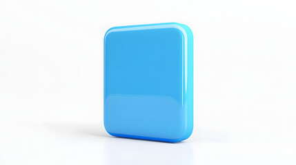 Wall Mural - blank mobile application icon, button - blue square with round corners. 3d rendering, white backgrou