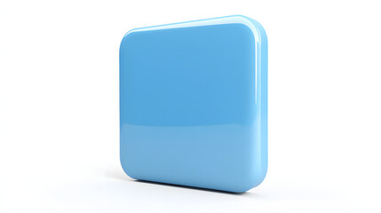 Wall Mural - blank mobile application icon, button - blue square with round corners. 3d rendering, white backgrou