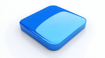 Fototapete - Blank Mobile application icon, button - blue square with round corners. 3d rendering, white background