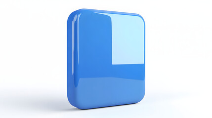 Fototapete - Blank Mobile application icon, button - blue square with round corners. 3d rendering, white background