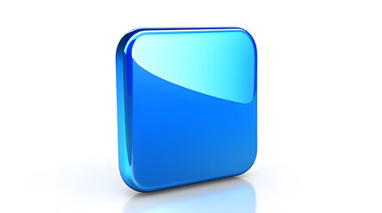 Fototapete - Blank Mobile application icon, button - blue square with round corners. 3d rendering, white background