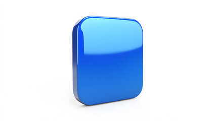 Fototapete - Blank Mobile application icon, button - blue square with round corners. 3d rendering, white background