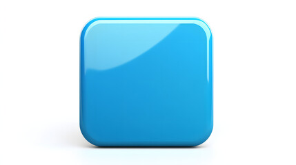 Fototapete - Blank Mobile application icon, button - blue square with round corners. 3d rendering, white background