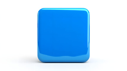 Fototapete - Blank Mobile application icon, button - blue square with round corners. 3d rendering, white background
