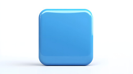 Fototapete - Blank Mobile application icon, button - blue square with round corners. 3d rendering, white background