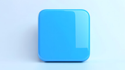 Fototapete - Blank Mobile application icon, button - blue square with round corners. 3d rendering, white background