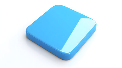 Fototapete - Blank Mobile application icon, button - blue square with round corners. 3d rendering, white background