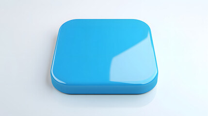 Fototapete - Blank Mobile application icon, button - blue square with round corners. 3d rendering, white background