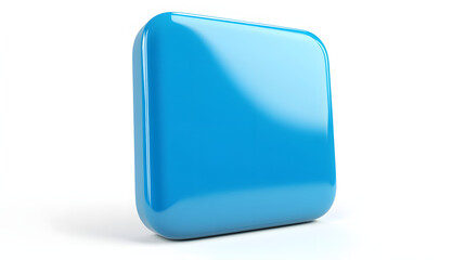 Fototapete - Blank Mobile application icon, button - blue square with round corners. 3d rendering, white background