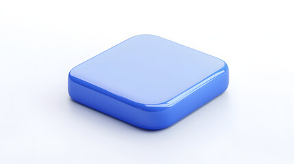 Wall Mural - blank mobile application icon, button - blue square with round corners. 3d rendering, white backgrou