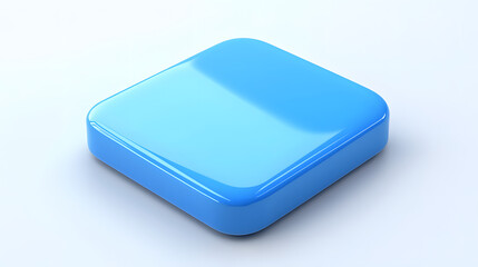 Wall Mural - blank mobile application icon, button - blue square with round corners. 3d rendering, white backgrou