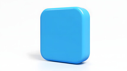 Fototapete - Blank Mobile application icon, button - blue square with round corners. 3d rendering, white background