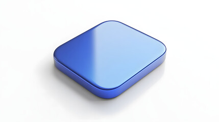 Fototapete - Blank Mobile application icon, button - blue square with round corners. 3d rendering, white background