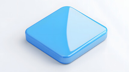Fototapete - Blank Mobile application icon, button - blue square with round corners. 3d rendering, white background