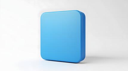 Fototapete - Blank Mobile application icon, button - blue square with round corners. 3d rendering, white background