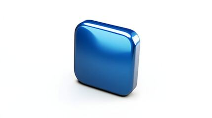 Fototapete - Blank Mobile application icon, button - blue square with round corners. 3d rendering, white background