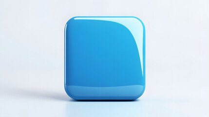 Fototapete - Blank Mobile application icon, button - blue square with round corners. 3d rendering, white background