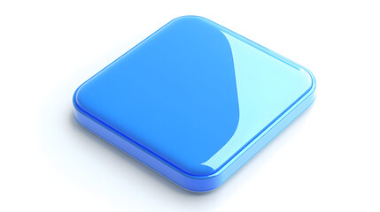 Fototapete - Blank Mobile application icon, button - blue square with round corners. 3d rendering, white background