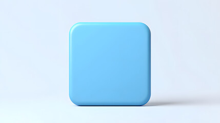 Fototapete - Blank Mobile application icon, button - blue square with round corners. 3d rendering, white background