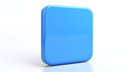 Fototapete - Blank Mobile application icon, button - blue square with round corners. 3d rendering, white background