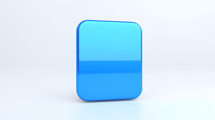 Fototapete - Blank Mobile application icon, button - blue square with round corners. 3d rendering, white background