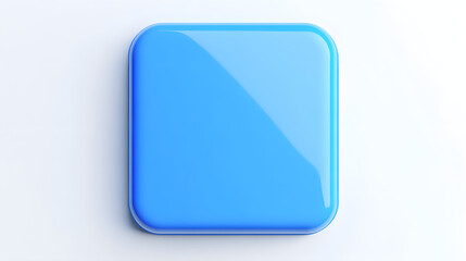 Fototapete - Blank Mobile application icon, button - blue square with round corners. 3d rendering, white background