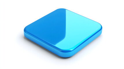 Fototapete - Blank Mobile application icon, button - blue square with round corners. 3d rendering, white background