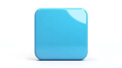 Fototapete - Blank Mobile application icon, button - blue square with round corners. 3d rendering, white background