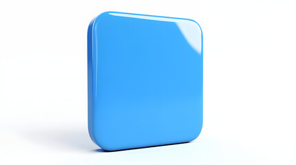 Fototapete - Blank Mobile application icon, button - blue square with round corners. 3d rendering, white background