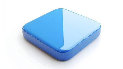 Wall Mural - blank mobile application icon, button - blue square with round corners. 3d rendering, white backgrou