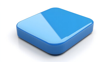 Wall Mural - blank mobile application icon, button - blue square with round corners. 3d rendering, white backgrou