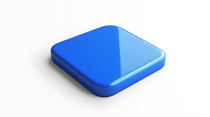 Fototapete - Blank Mobile application icon, button - blue square with round corners. 3d rendering, white background