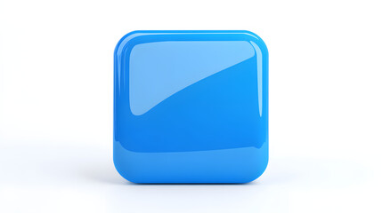 Fototapete - Blank Mobile application icon, button - blue square with round corners. 3d rendering, white background