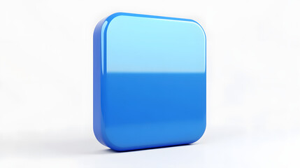 Fototapete - Blank Mobile application icon, button - blue square with round corners. 3d rendering, white background